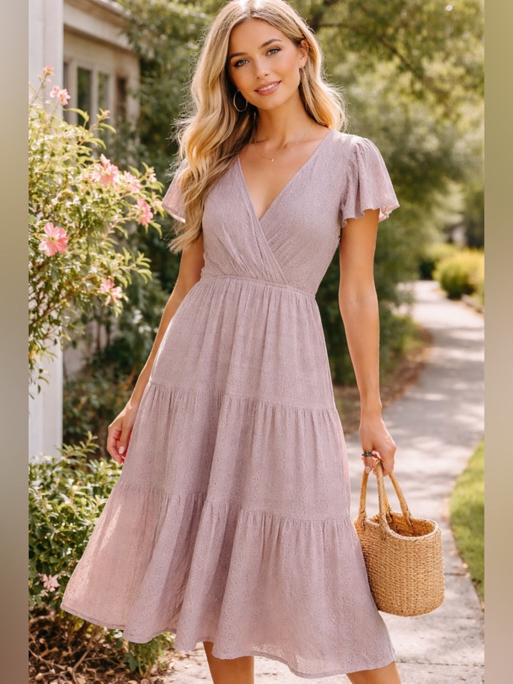 Love stitch Wilma Eyelet Midi Dress
